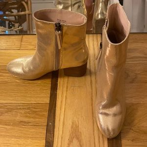 Gold leather booties
